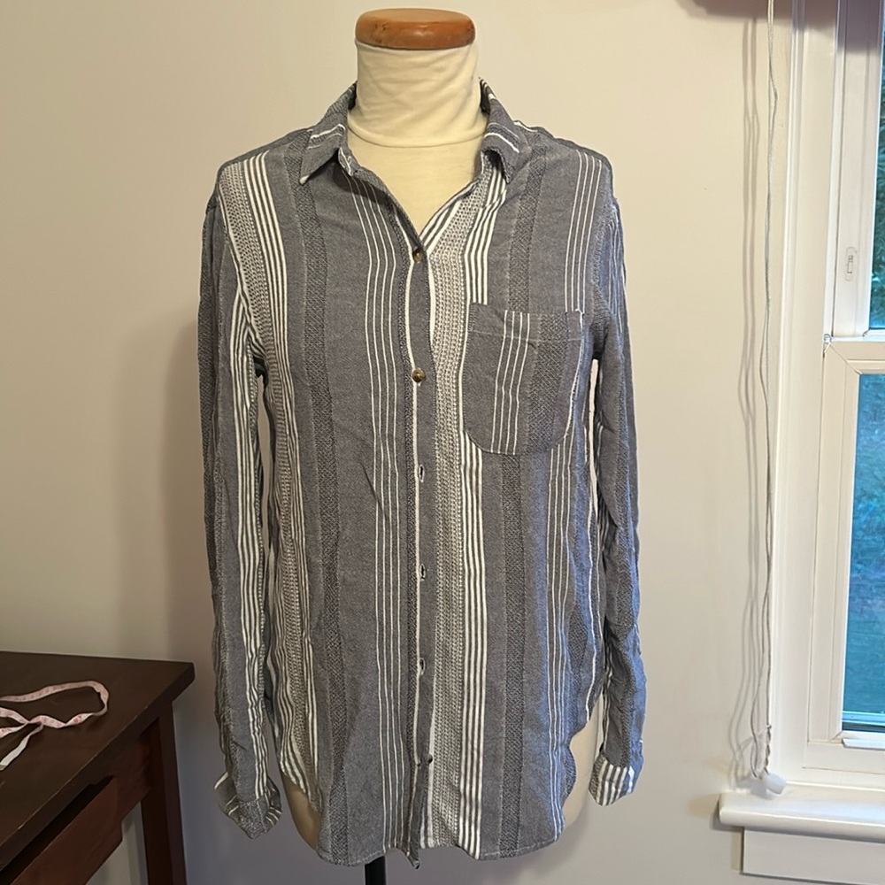 Blue and white striped shirt